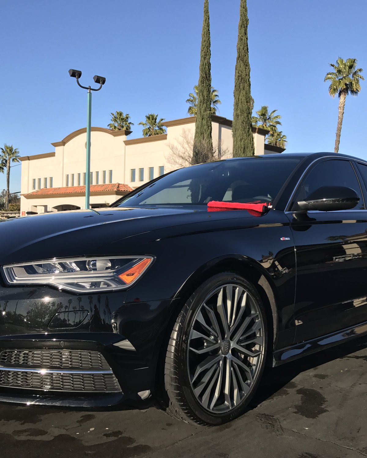 Black Audi A6 S-Line at Mission Grove Car Wash in Riverside